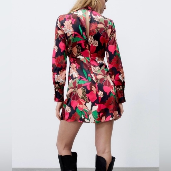 Zara satin floral mini dress - Picture 4 of 7